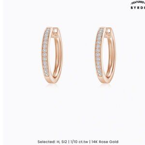 14k Rose Gold Diamond Pavé Hoop Earrings